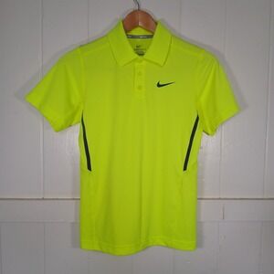 Nike Tennis Polo Shirt Kids‎ Medium Neon Yellow Volt Dri-FIT 522356-702